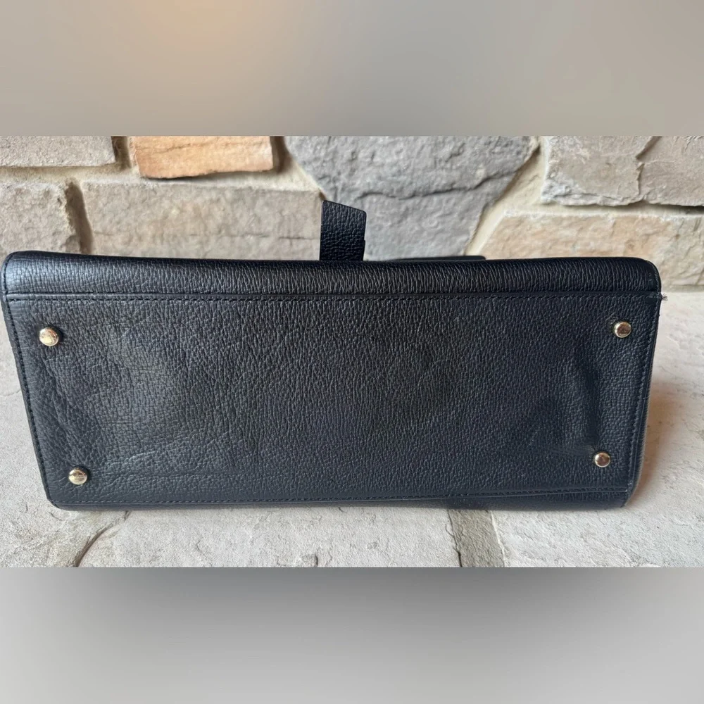 kate spade Pebbled Leather Top-Handle Satchel with Shoulder Strap and Gold Trim